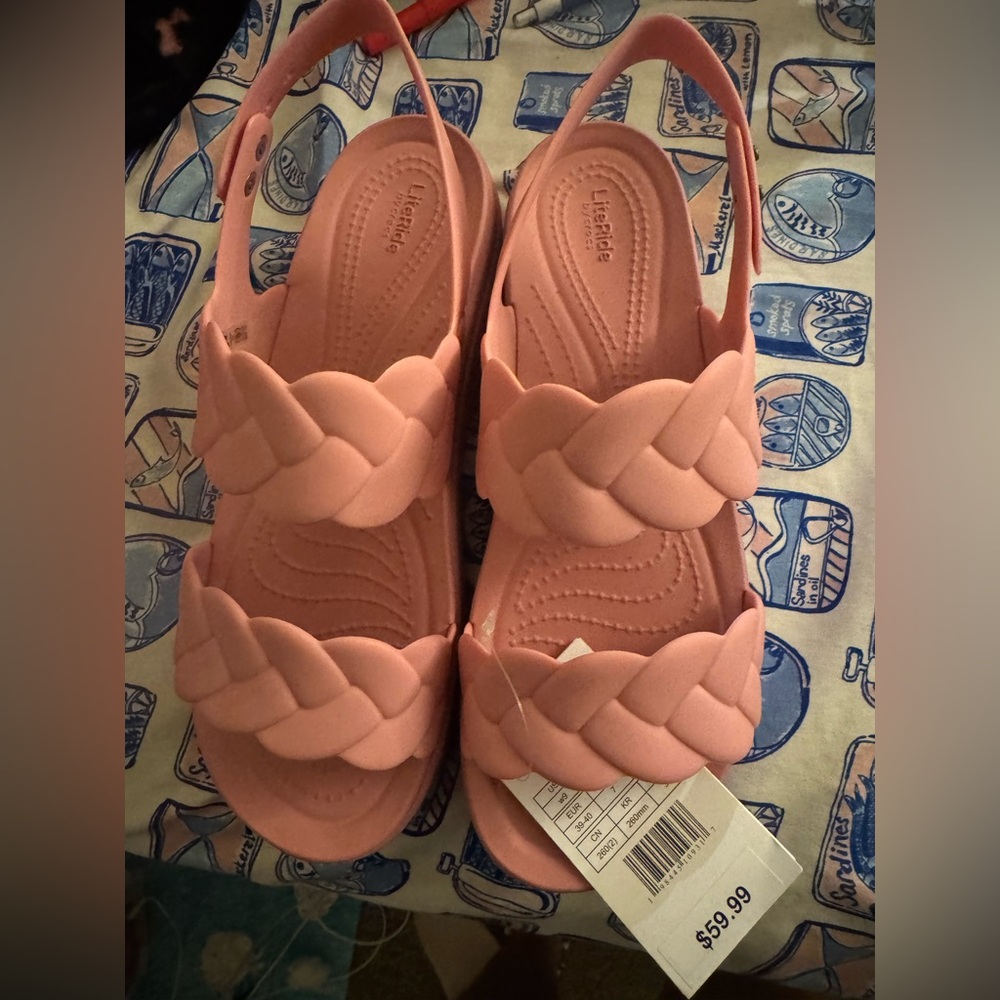 CROCS Pink Braided Women's Sandals
